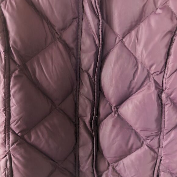 Y2K Eddie Bauer Goose Down Jacket Womens M Purple Bomber Puffy Puffer Coat - Picture 3 of 15